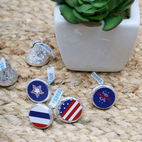 Big Dot of Happiness 4th of July - Independence Day Round Candy Sticker Favors - Labels Fits Hershey&lsquo;s Kisses (1 Sheet of 108) {6}