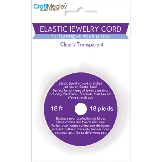 Craft Medley Elastic Jewelry Cord .8mmX18'-Clear {1}