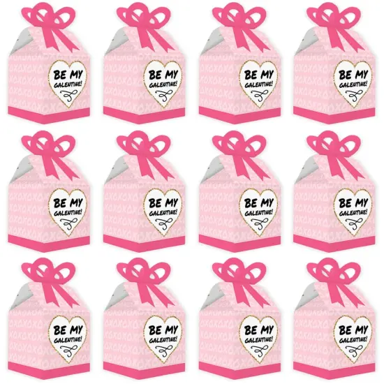 Big Dot of Happiness Be My Galentine - Square Favor Gift Boxes - Galentine's & Valentine's Day Party Bow Boxes - Set of 12 {6}