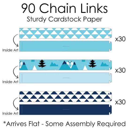 Big Dot of Happiness Yeti to Party - 90 Chain Links & 30 Paper Tassels Decor Kit - Abominable Snowman Birthday Party Paper Chains Garland - 21 feet {7}