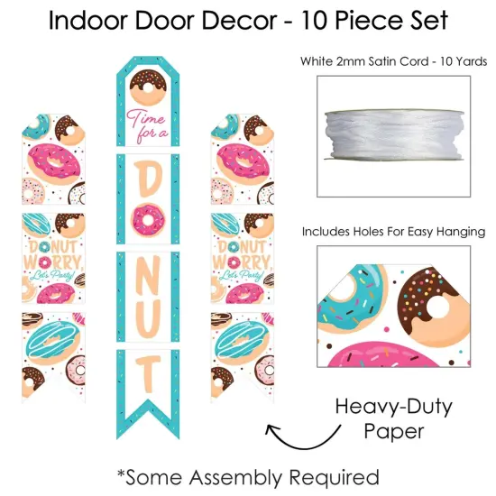Big Dot of Happiness Donut Worry, Let's Party - Hanging Vertical Paper Door Banners - Doughnut Party Wall Decoration Kit - Indoor Door Decor {6}