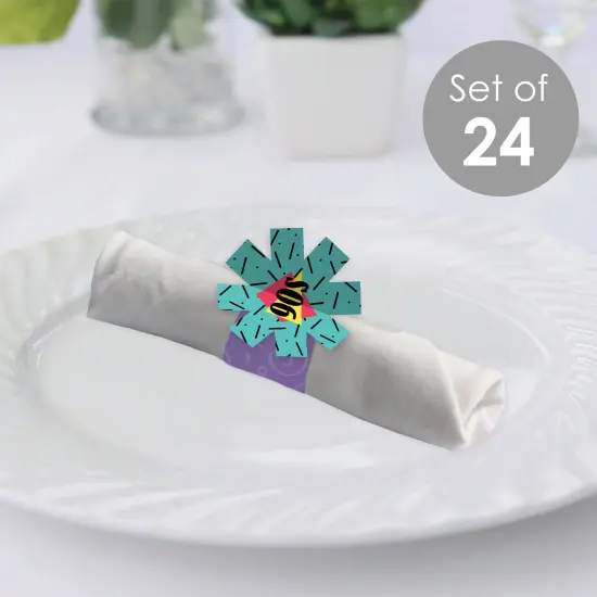 Big Dot of Happiness 90&rsquo;s Throwback - 1990s Party Paper Napkin Holder - Napkin Rings - Set of 24 {3}