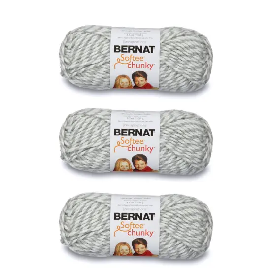 Bernat Softee Chunky Gray Ragg Yarn - 3 Pack of 100g/3.5oz - Acrylic - 6 Super Bulky - 108 Yards - Knitting/Crochet {1}