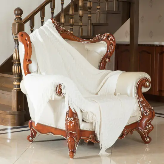 Decorative Throw Blanket - 50x60in Soft Knit with Delightful Fringe Edges for a Sophisticated and Cozy Touch to Your Living Space Lightweight, Breathable, Easy Care, Versatile, All-Season, Ideal for Lounging, Gifting White {5}