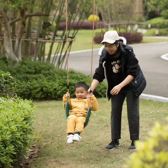 Outdoor Playground Kids Heavy Duty Swing Seat, EVA Belt Swing with Rope for All Ages Green {2}
