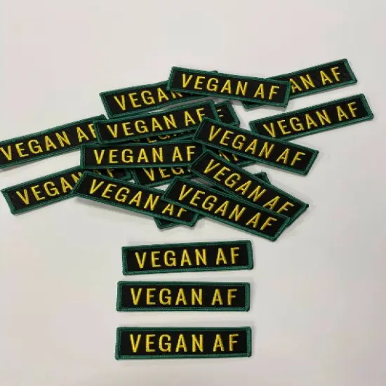 Patch Party Club &ldquo;Vegan AF&rdquo; Iron-On Embroidered Patch, Size 3.5&rdquo;x2&rdquo; {5}