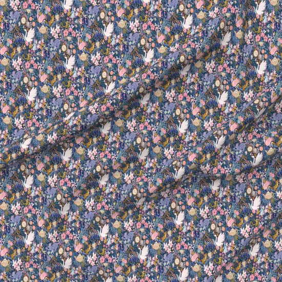 Various Fabrics by the Yard or Fat Quarter Maximalist Tea Party Whimsical Chintz Pink Purple Mustard Swans And Flamingos Custom Printed Fabric by Spoonflower {6}