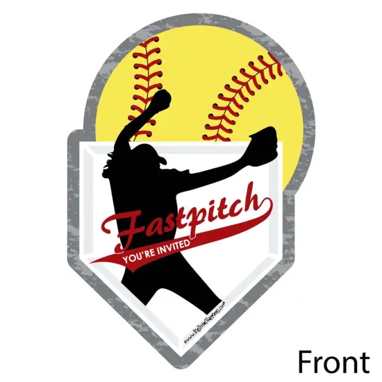 Big Dot of Happiness Grand Slam - Fastpitch Softball - Shaped Fill-in Invites - Birthday Party or Baby Shower Invite Cards with Envelopes - Set of 12 {3}