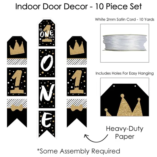 Big Dot of Happiness 1st Birthday Little Mr. Onederful - Hanging Vertical Paper Door Banners - Boy First Birthday Wall Decor Kit- Indoor Door Decor {6}