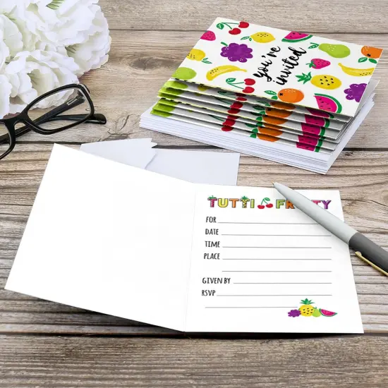 Big Dot of Happiness Tutti Fruity - Fill-In Frutti Summer Baby Shower or Birthday Party Invitations (8 count) {6}