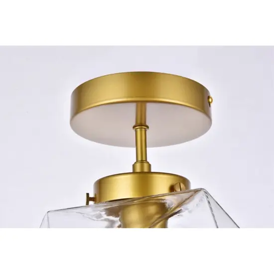 Lawrence 1 light brass and clear glass flush mount {5}