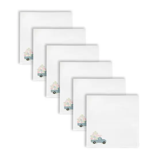 Hippity Hoppity Easter Truck Embroidered Cloth Napkins Set of 6 {2}