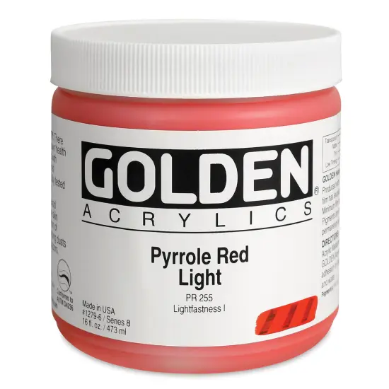 Golden Heavy Body Artist Acrylics - Pyrrole Red Light, 16 oz Jar {1}