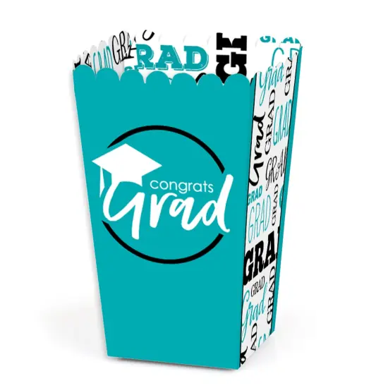 Big Dot of Happiness Teal Graduation Party Favor Popcorn Treat Boxes - Set of 12 {1}
