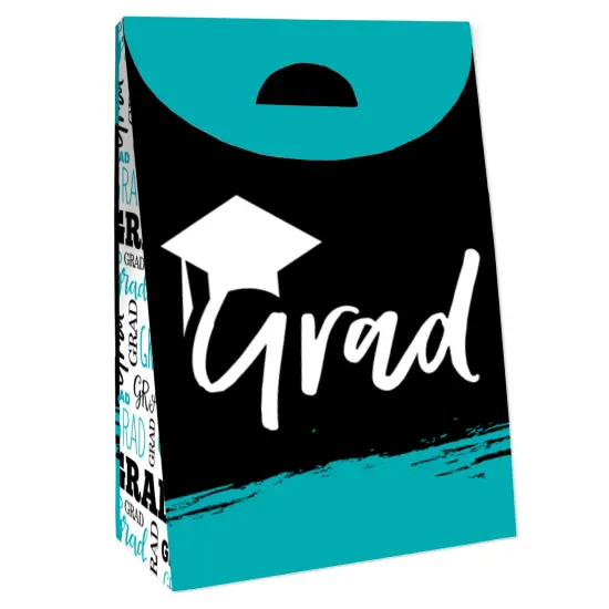 Big Dot of Happiness Teal Grad - Best is Yet to Come - Turquoise Graduation Gift Favor Bags - Party Goodie Boxes - Set of 12 {4}