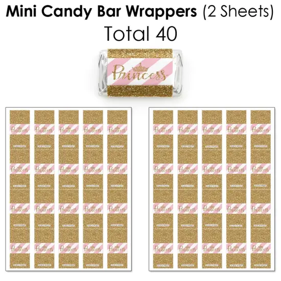 Big Dot of Happiness Little Princess Crown - Pink and Gold Princess Party Candy Favor Sticker Kit - 304 Pieces {4}