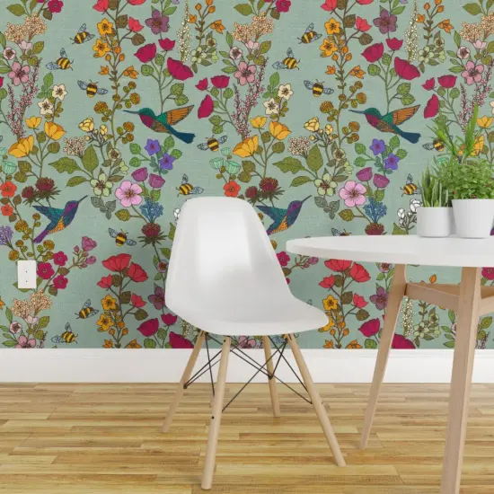 Peel & Stick Wallpaper 2FT Wide Victorian Garden Traditional Chinoiserie Flower Custom Removable Wallpaper by Spoonflower {1}