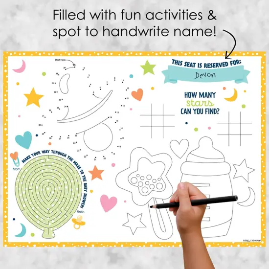 Big Dot of Happiness Colorful Baby Shower - Paper Gender Neutral Party Coloring Sheets - Activity Placemats - Set of 16 {3}