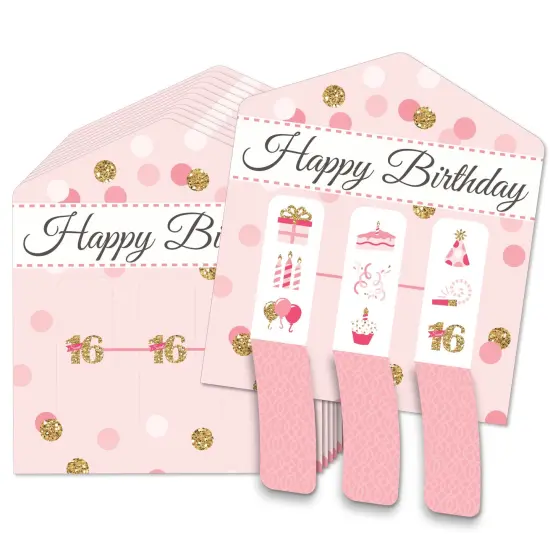Big Dot of Happiness Sweet 16 - 16th Birthday Party Game Pickle Cards - Pull Tabs 3-in-a-Row - Set of 12 {1}