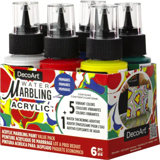 DecoArt Water Marbling Value Pack 2oz 6/Pkg-Primaries {3}