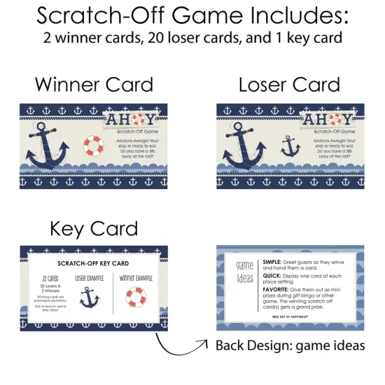 Big Dot of Happiness Ahoy Nautical - Baby Shower or Birthday Party Game Scratch Off Cards - 22 Count {6}