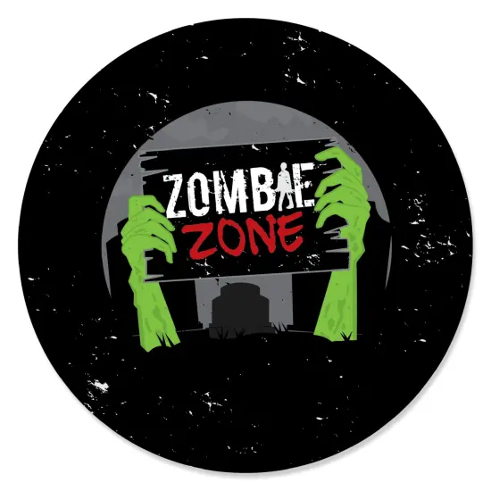 Big Dot of Happiness Zombie Zone - Halloween or Birthday Zombie Crawl Party Circle Sticker Labels - 24 Count {1}