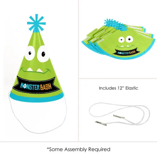 Big Dot of Happiness Monster Bash - Cone Little Monster Happy Birthday Party Hats for Kids and Adults - Set of 8 (Standard Size) {6}