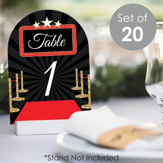 Big Dot of Happiness Red Carpet - Movie Night Party Double-Sided 5 x 7 inches Cards - Table Numbers - 1-20 {3}