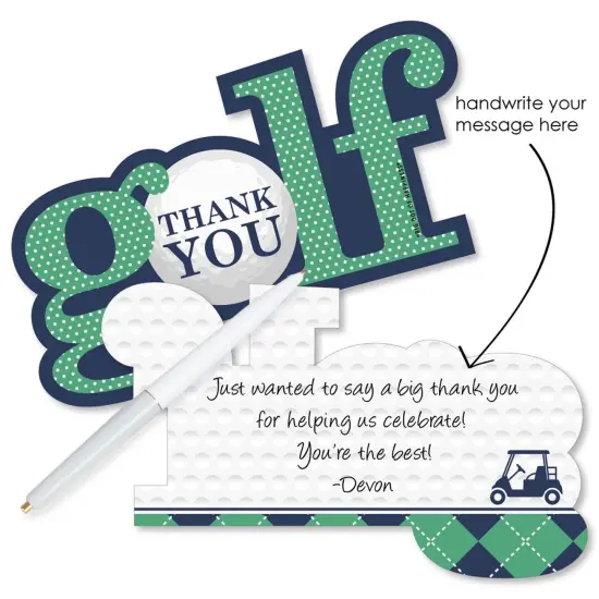 Big Dot of Happiness Par-Tee Time - Golf - Shaped Thank You Cards - Birthday or Retirement Party Thank You Note Cards with Envelopes - Set of 12 {3}