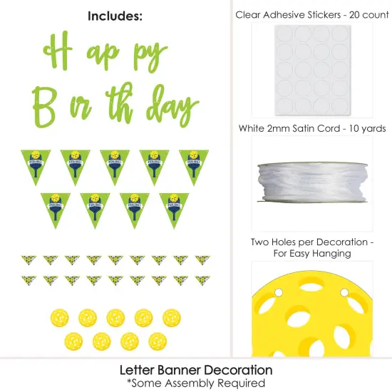 Big Dot of Happiness Let&rsquo;s Rally - Pickleball - Birthday Party Letter Banner Decoration - 36 Banner Cutouts and Happy Birthday Banner Letters {6}