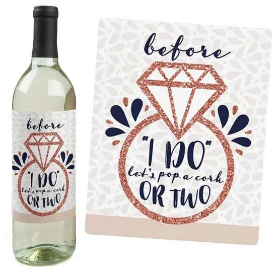 Big Dot of Happiness Vino Before Vows - Winery Bridal Shower or Bachelorette Party Decorations for Women & Men - Wine Bottle Label Stickers - Set of 4 {3}