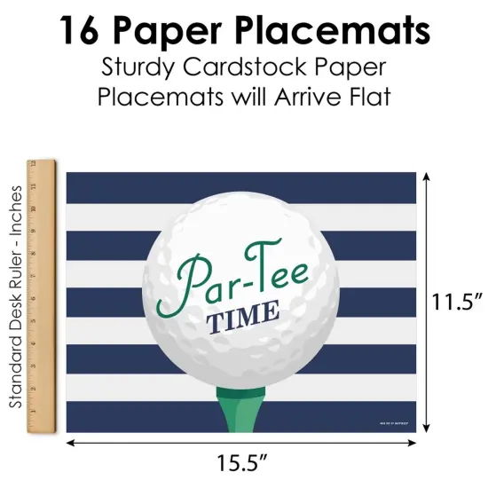 Big Dot of Happiness Par-Tee Time - Golf - Party Table Decorations - Birthday or Retirement Party Placemats - Set of 16 {6}