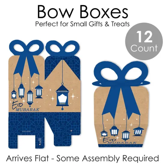 Big Dot of Happiness Eid Mubarak - Square Favor Gift Boxes - Ramadan Party Bow Boxes - Set of 12 {7}