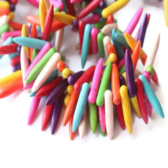 78 25mm Mulitcolor Spike Stone Beads Dyed Howlite Beads Synthetic Turquoise Beads Full Strand bL2 {1}