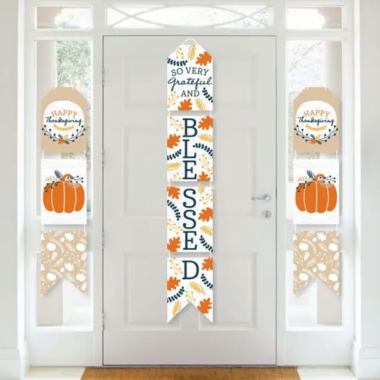 Big Dot of Happiness Happy Thanksgiving - Hanging Vertical Paper Door Banners - Fall Harvest Party Wall Decoration Kit - Indoor Door Decor {1}