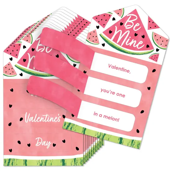 Big Dot of Happiness Sweet Watermelon - Fruit Cards for Kids - Happy Valentine's Day Pull Tabs - Set of 12 {1}