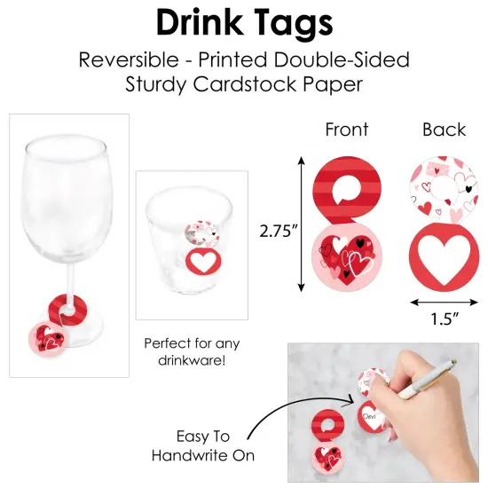 Big Dot of Happiness Happy Valentine&rsquo;s Day - Valentine Hearts Party Paper Charger and Table Decorations - Chargerific Kit - Place Setting for 8 {7}