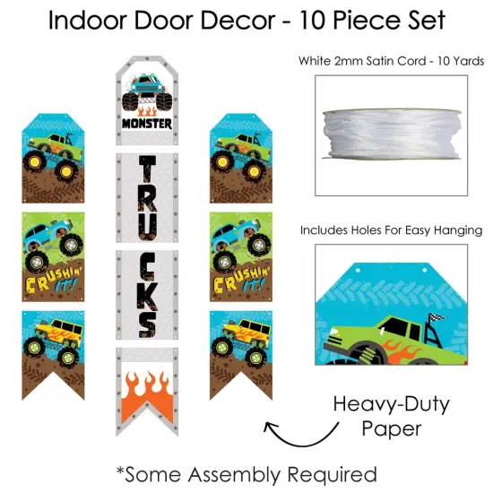 Big Dot of Happiness Smash and Crash - Monster Truck - Hanging Vertical Paper Door Banners - Boy Birthday Party Wall Decor Kit- Indoor Door Decor {6}