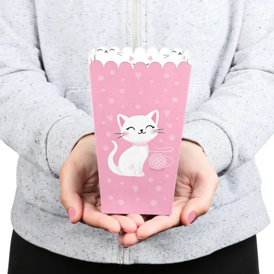 Big Dot of Happiness Purr-fect Kitty Cat - Kitten Meow Baby Shower or Birthday Party Favor Popcorn Treat Boxes - Set of 12 {6}