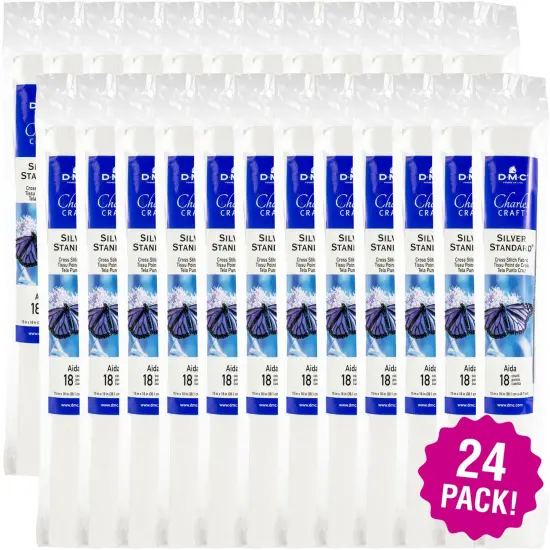 Multipack of 24 - Charles Craft Silver Label Aida 18 Count 15"X18" Soft Tube-White {1}