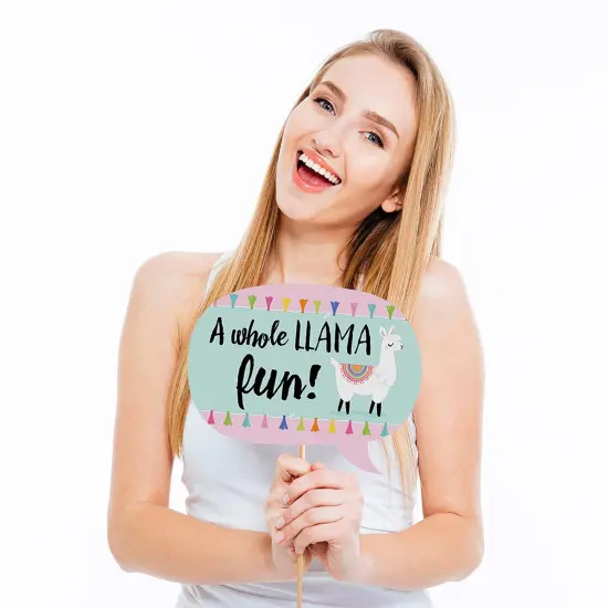 Big Dot of Happiness Whole Llama Fun - Llama Fiesta Baby Shower or Birthday Party Photo Booth Props Kit - 20 Count {4}