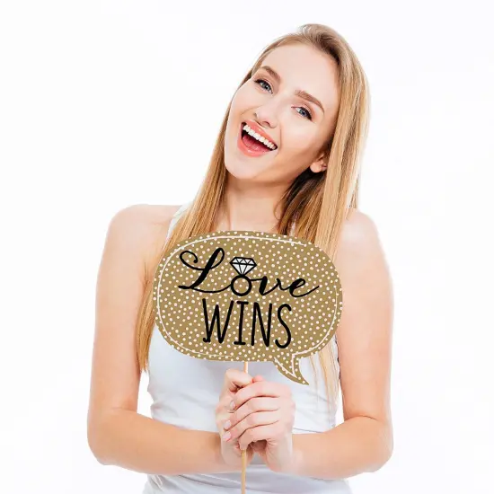 Big Dot of Happiness Mrs. and Mrs. - Gold - Lesbian Wedding Photo Booth Props Kit - 20 Count {4}