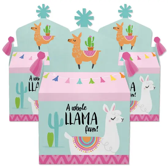 Big Dot of Happiness Whole Llama Fun - Treat Box Party Favors - Llama Fiesta Baby Shower or Birthday Party Goodie Gable Boxes - Set of 12 {3}