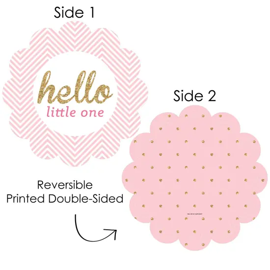 Big Dot of Happiness Hello Little One - Pink and Gold - Girl Baby Shower Round Table Decorations - Paper Chargers - Place Setting For 12 {4}