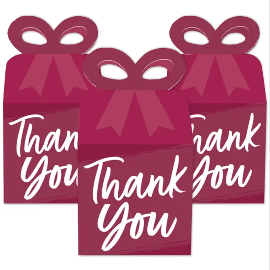 Big Dot of Happiness Burgundy Elegantly Simple - Square Favor Gift Boxes - Guest Party Favors Bow Boxes - Set of 12 {3}