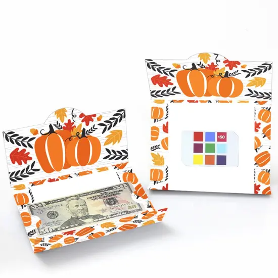 Big Dot of Happiness Fall Pumpkin - Halloween or Thanksgiving Party Money and Gift Card Holders - Set of 8 {3}