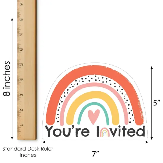 Big Dot of Happiness Hello Rainbow - Shaped Fill-In Invitations - Boho Baby Shower and Birthday Party Invitation Cards with Envelopes - Set of 12 {7}
