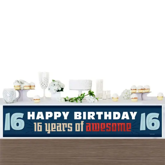 Big Dot of Happiness Boy 16th Birthday - Happy Birthday Sweet Sixteen Decorations Party Banner {4}