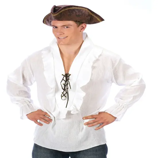Adult's Mens White Renaissance Peasant Pirate Shirt Costume {1}