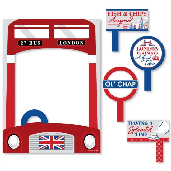 Big Dot of Happiness Cheerio, London - British UK Party Selfie Photo Booth Picture Frame and Props - Printed on Sturdy Material {7}